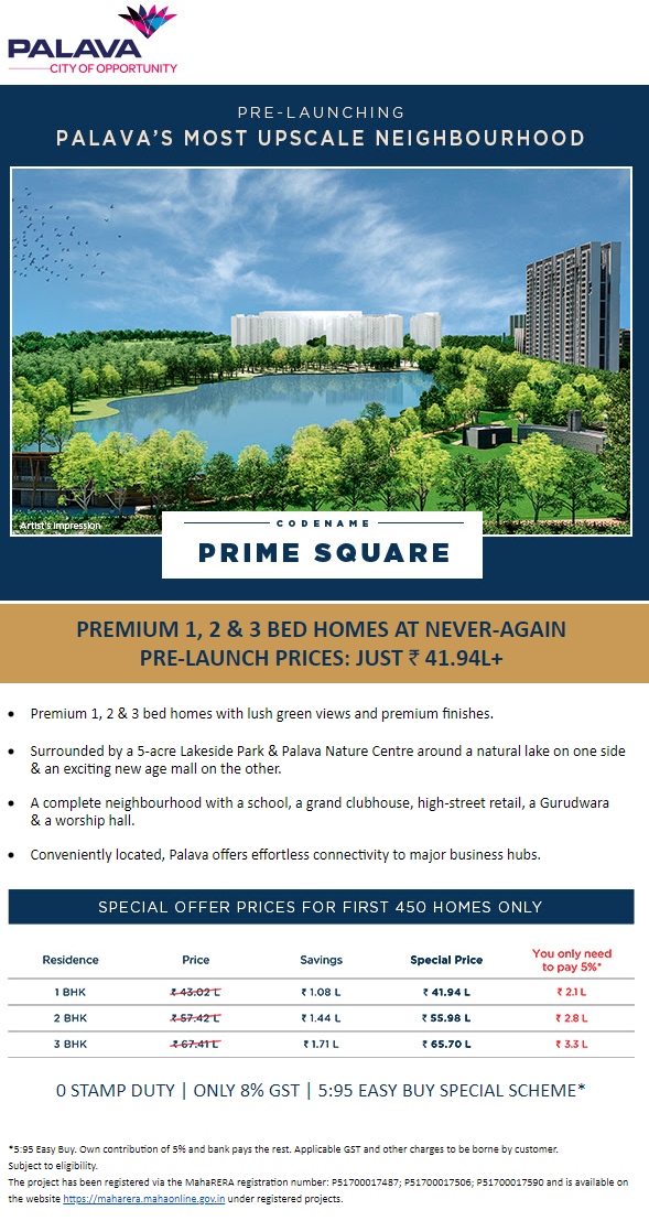 Pre-launching Lodha Codename Prime Square with 5:95 easy buy special scheme in Mumbai Update